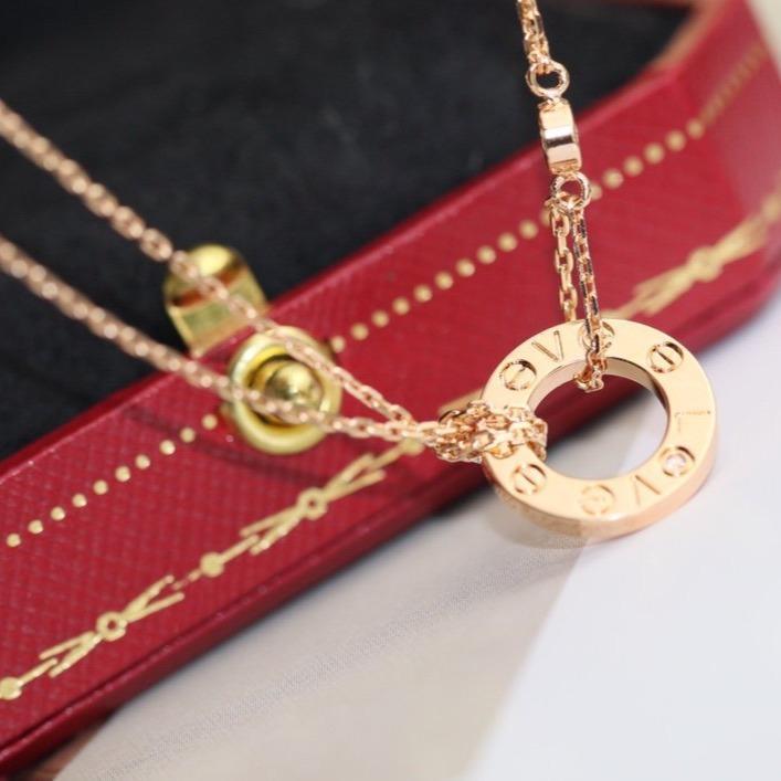 [Luna Brilliance]LOVE NECKLACE ADJUSTABLE ROSE GOLD 2 DIAMOND