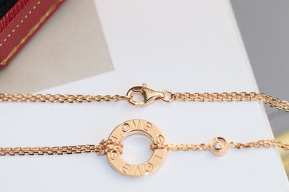 [Luna Brilliance]LOVE NECKLACE ADJUSTABLE ROSE GOLD 2 DIAMOND