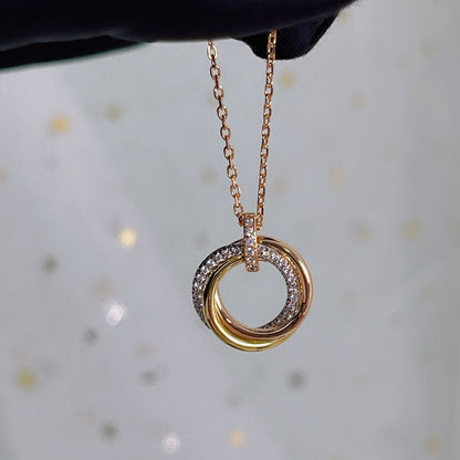 [Luna Brilliance]TRINITY NECKLACE SILVER GOLD PINK GOLD DIAMONDS