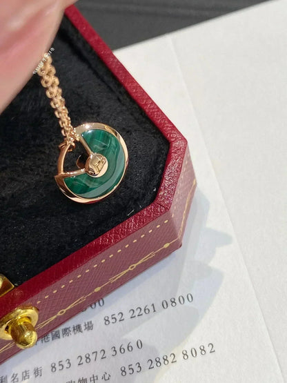 [Luna Brilliance]AMULETTE ROSE GOLD MALACHITE NECKLACE