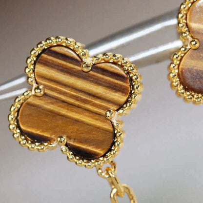 [Luna Brilliance]CLOVER  2 MOTIF  TIGER EYE CARNELIAN EARRINGS