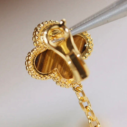 [Luna Brilliance]CLOVER  2 MOTIF  TIGER EYE CARNELIAN EARRINGS