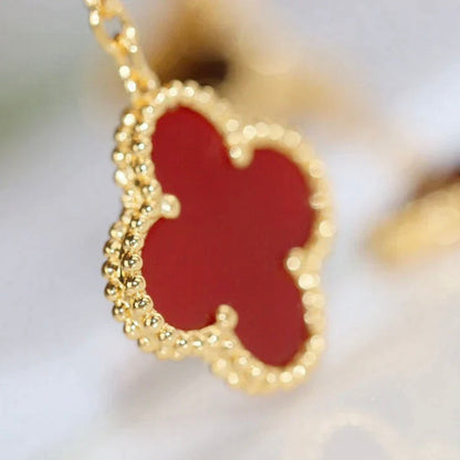 [Luna Brilliance]CLOVER  2 MOTIF  TIGER EYE CARNELIAN EARRINGS