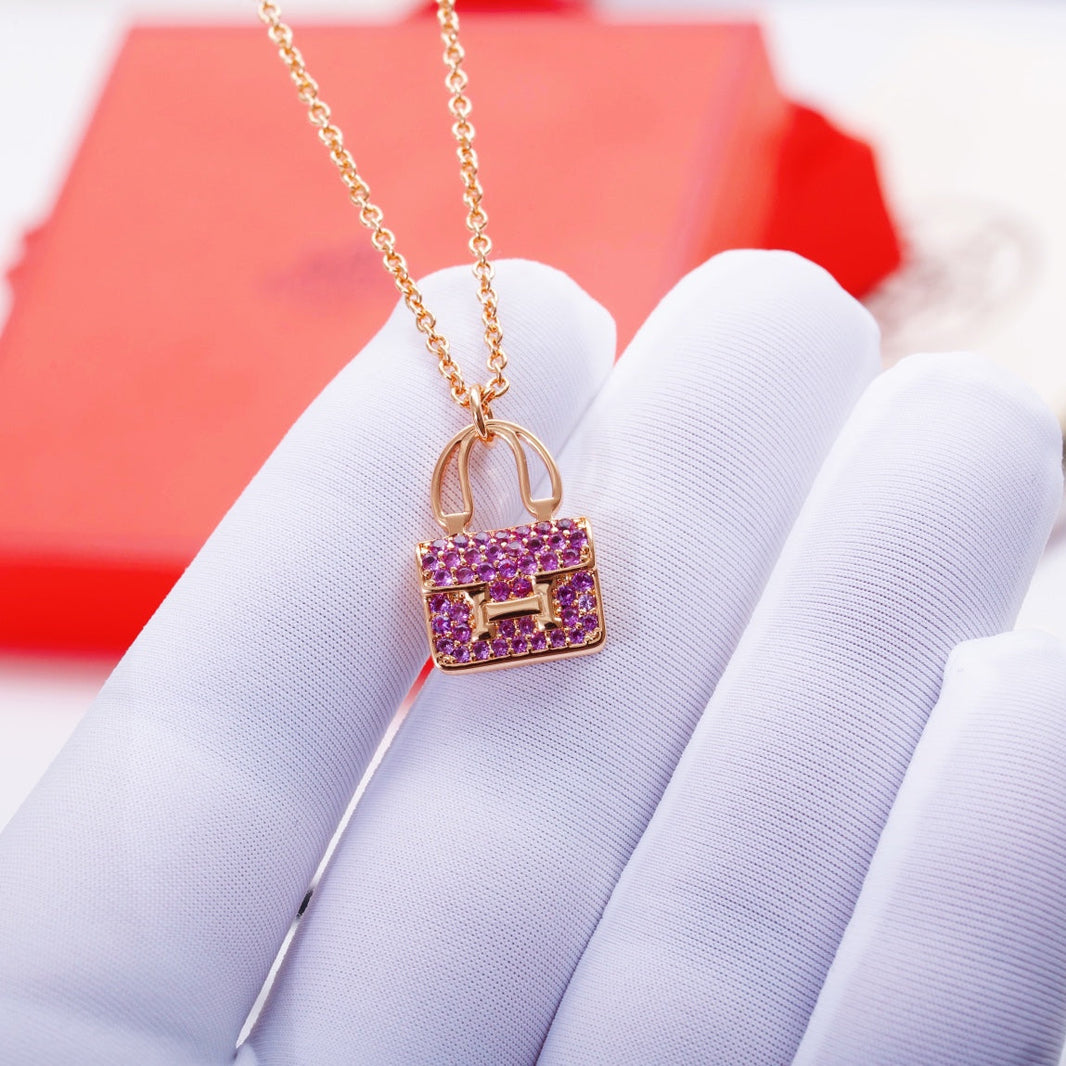 [Luna Brilliance]CONSTANCE PEDANT PURPLE DIAMOND NECKLACE