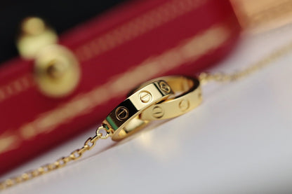 [Luna Brilliance]LOVE NECKLACE DOUBLE RING GOLD
