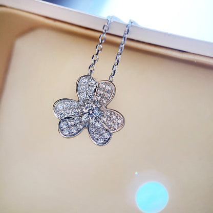[Luna Brilliance]CLOVER DIAMOND NECKLACE SILVER