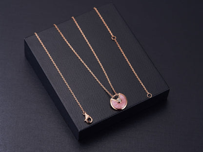 [Luna Brilliance]AMULETTE ROSE GOLD PINK MOP NECKLACE