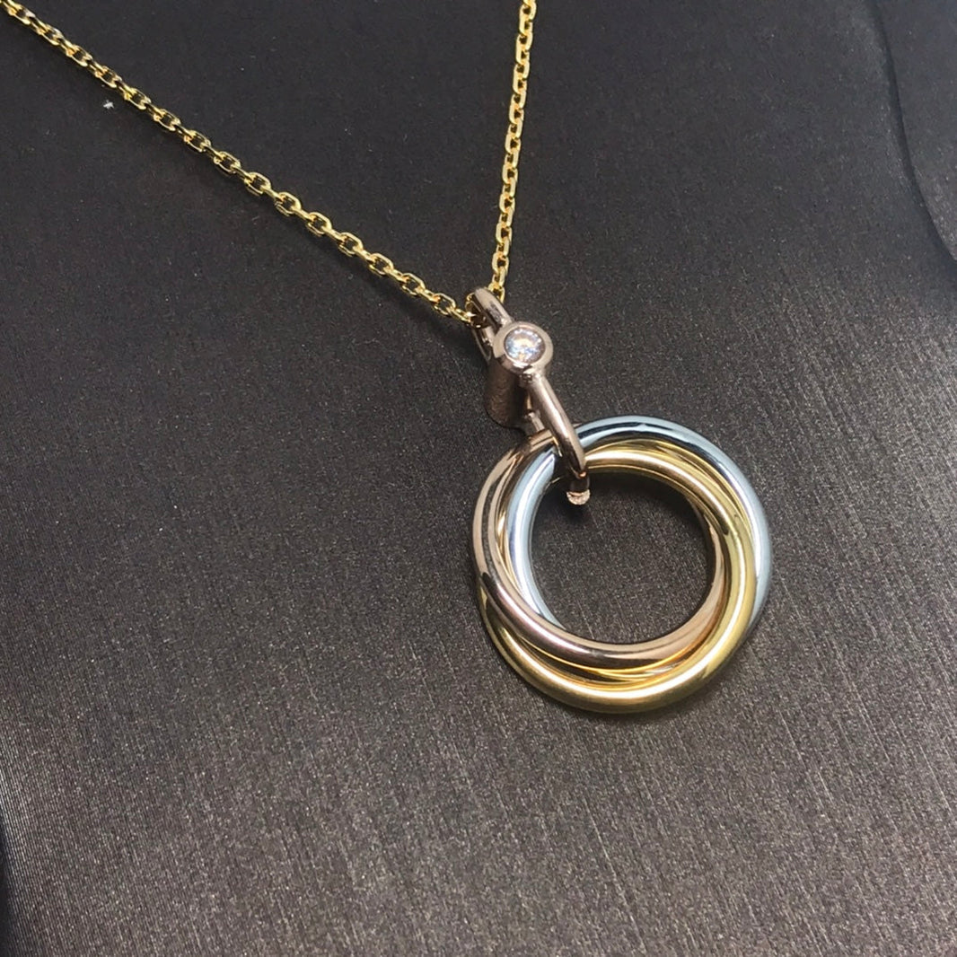 [Luna Brilliance]TRINITY SILVER GOLD PINK GOLD NECKLACE