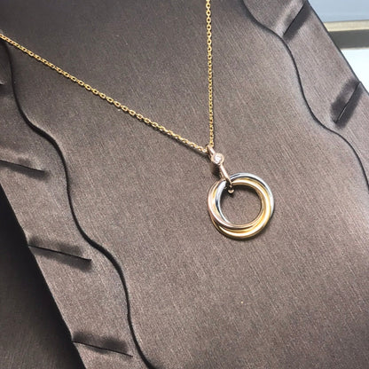 [Luna Brilliance]TRINITY SILVER GOLD PINK GOLD NECKLACE