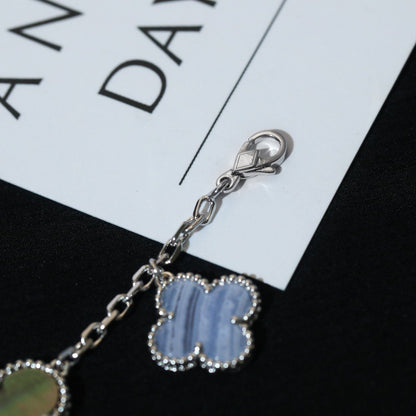 [Luna Brilliance]CLOVER BRACELET 5 MOTIFS MOP CHALCEDONY SILVER