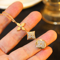 [Luna Brilliance]STAR AND SUN DIAMOND PINK GOLD NECKLACE