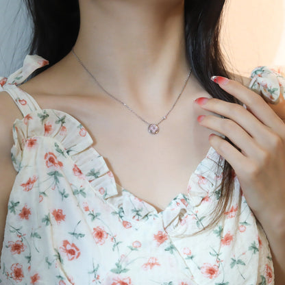 [Luna Brilliance]SUN PEDANT PINK GOLD 1 DIAMOND NECKLACE