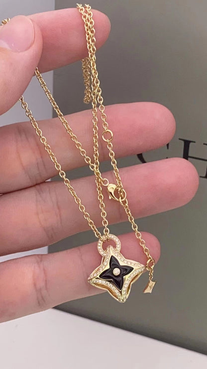 [Luna Brilliance]STAR PEDANT PINK GOLD DIAMOND NECKLACE