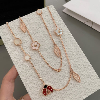 [Luna Brilliance]LUCKY SPRING 15 MOTIFS ROSE GOLD NECKLACE