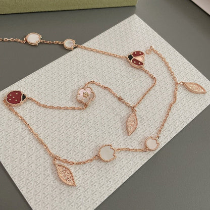 [Luna Brilliance]LUCKY SPRING 15 MOTIFS ROSE GOLD NECKLACE