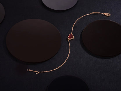 [Luna Brilliance]HEART CARNELIAN PINK GOLD BRACELET