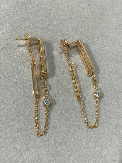 [Luna Brilliance]CHAINE CHAOS DIAMOND DROP EARRINGS