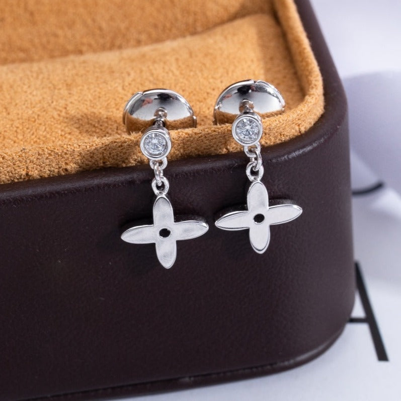 [Luna Brilliance]VIDYLLE SILVER DIAMOND MINI DROP EARRINGS