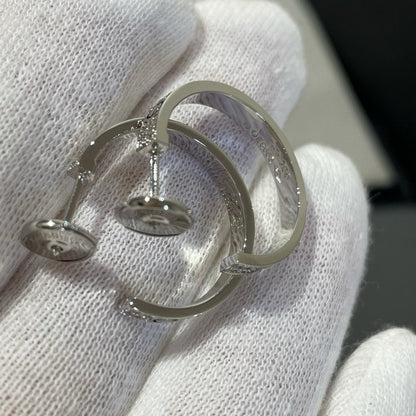 [Luna Brilliance]LOVE DIAMOND SILVER HOOP EARRINGS