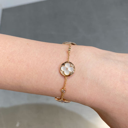 [Luna Brilliance]STAR AND SUN 4 MOTIF WHITE MOP PINK GOLD BRACELET