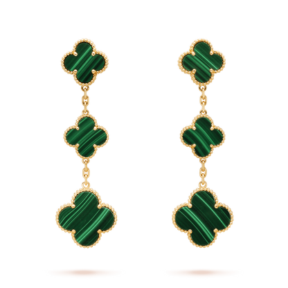 [Luna Brilliance]CLOVER MALACHITE 3 MOTIFS GOLD