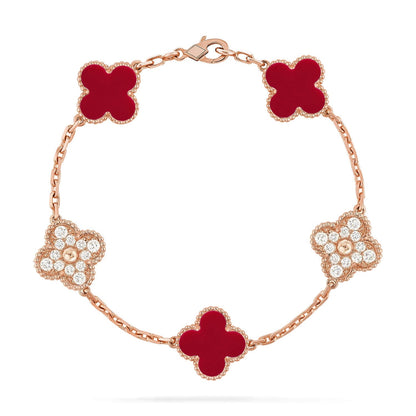 [Luna Brilliance]CLOVER DIAMOND ROSE GOLD BRACELET COLLECTION,5 MOTIFS