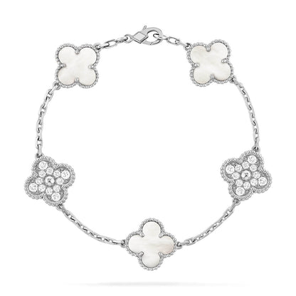 [Luna Brilliance]CLOVER DIAMOND SILVER BRACELET COLLECTION,5 MOTIFS