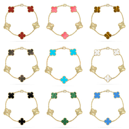 [Luna Brilliance]THICK GOLD-PLATED CUSTOM SIZE EDITION CLOVER LASER GOLD BRACELET COLLECTION,5 MOTIFS