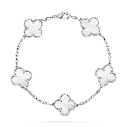 [Luna Brilliance]THICK GOLD-PLATED CUSTOM SIZE EDITION CLOVER SILVER BRACELET COLLECTION,5 MOTIFS