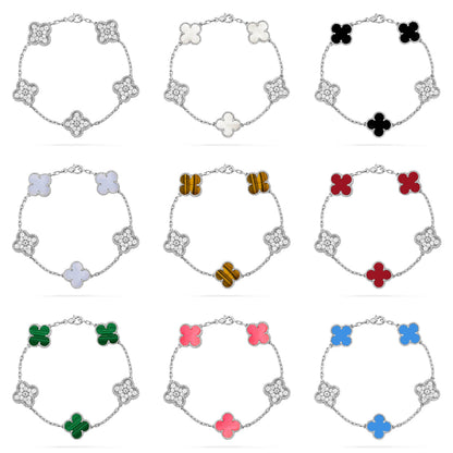 [Luna Brilliance]CLOVER DIAMOND SILVER BRACELET COLLECTION,5 MOTIFS
