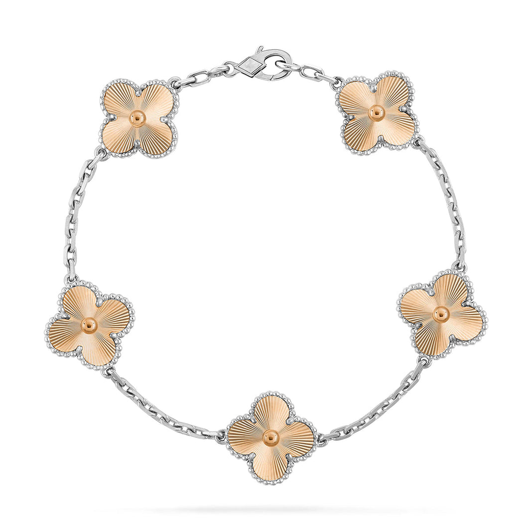 [Luna Brilliance]THICK GOLD-PLATED CUSTOM SIZE EDITION CLOVER SILVER BRACELET COLLECTION,5 MOTIFS