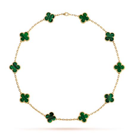 [Luna Brilliance]CLOVER 10 MOTIFS MALACHITE NECKLACE