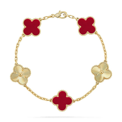 [Luna Brilliance]THICK GOLD-PLATED CUSTOM SIZE EDITION CLOVER LASER GOLD BRACELET COLLECTION,5 MOTIFS