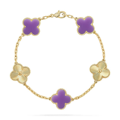 [Luna Brilliance]THICK GOLD-PLATED CUSTOM SIZE EDITION CLOVER LASER GOLD BRACELET COLLECTION,5 MOTIFS
