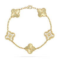 [Luna Brilliance]TIFSTHICK GOLD-PLATED CUSTOM SIZE EDITION CLOVER DIAMOND GOLD BRACELET COLLECTION,5 MO