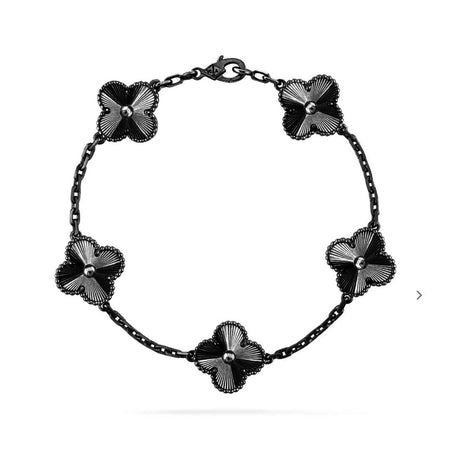 [Luna Brilliance]CLOVER 5 MOTIF BLACK BRACELET
