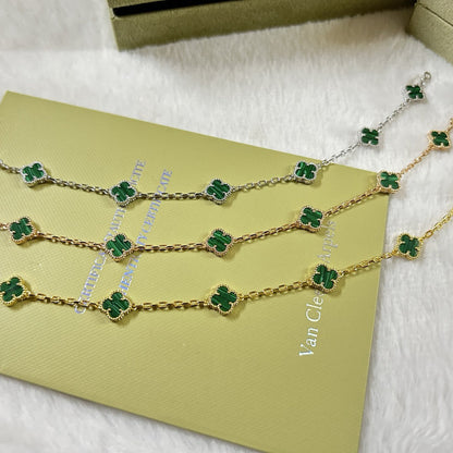 [Luna Brilliance]CLOVER 6 MOTIF MALACHITE BRACELET