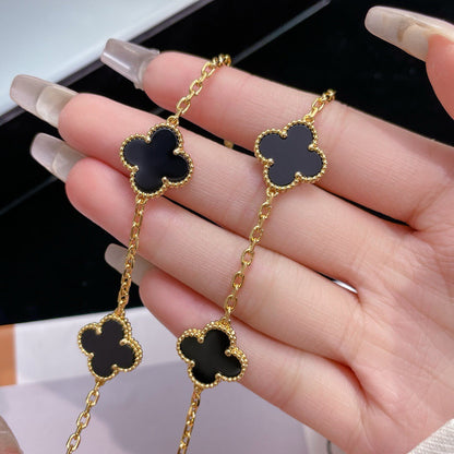 [Luna Brilliance]CLOVER 10 MOTIFS ONYX NECKLACE