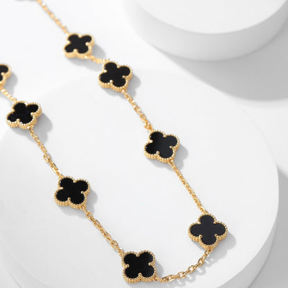 [Luna Brilliance]CLOVER 10 MOTIFS ONYX NECKLACE