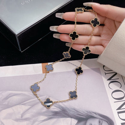 [Luna Brilliance]CLOVER 10 MOTIFS ONYX NECKLACE