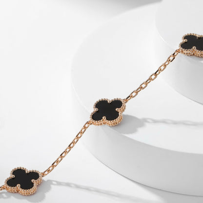 [Luna Brilliance]CLOVER 10 MOTIFS ONYX NECKLACE