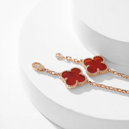 [Luna Brilliance]CLOVER 10 MOTIFS CARNELIAN NECKLACE