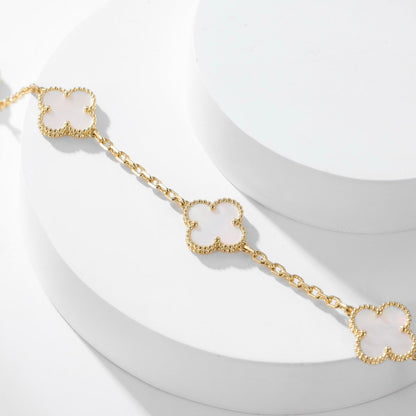 [Luna Brilliance]CLOVER 10 MOTIFS WHITE MOTHER OF PEARL NECKLACE