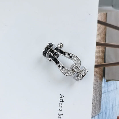 [Luna Brilliance]FORCE LARGE HORSESHOE BLACK WHITE DIAMOND BRACELET ROSE GOLD