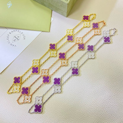 [Luna Brilliance]CLOVER 10 MOTIFS  PURPLE VIOLET DIAMOND NECKLACE