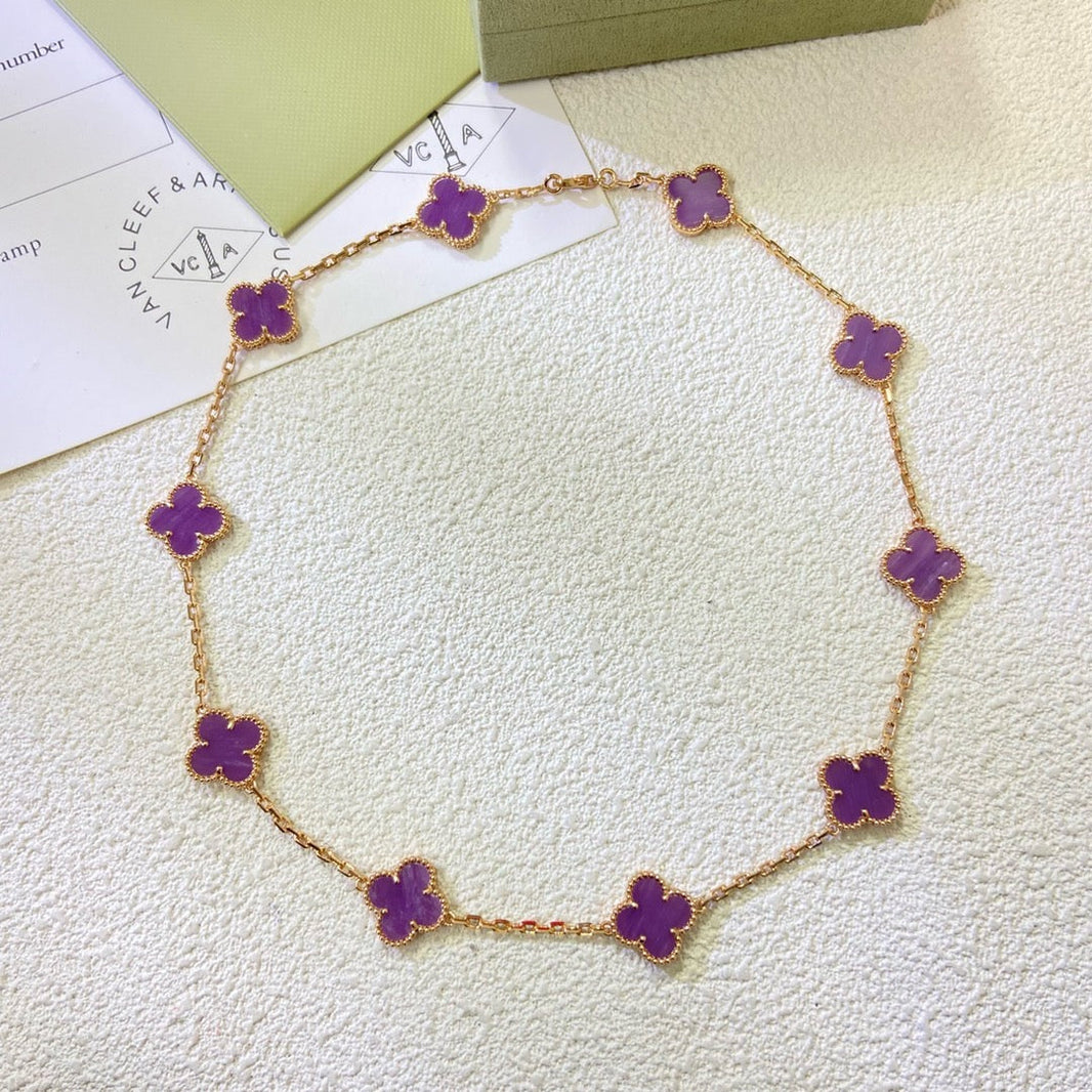 [Luna Brilliance]CLOVER 10 MOTIFS  PURPLE VIOLET  NECKLACE