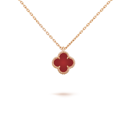 [Lunabriance]CLOVER MINI 9.5MM WHITE CARNELIANS NECKLACE