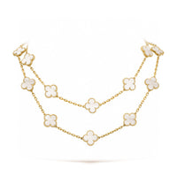 [Luna Brilliance]CLOVER 20 MOTIFS WHITE MOP NECKLACE