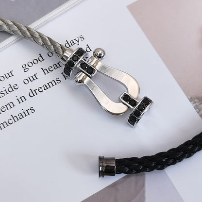 [Luna Brilliance]FORCE LARGE HORSESHOE BLACK DIAMOND BRACELET SILVER