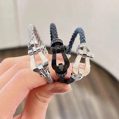 [Luna Brilliance]FORCE LARGE HORSESHOE HALF DIAMOND BRACELET SILVER